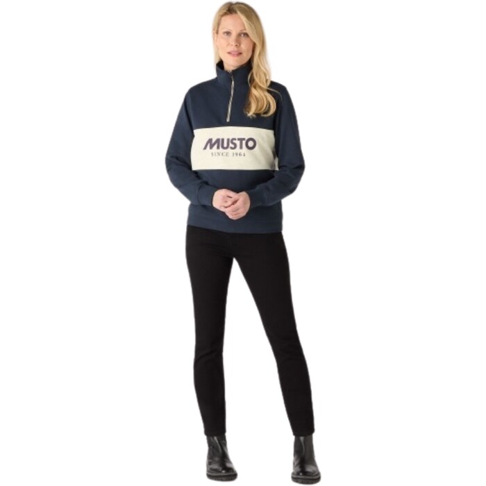 2024 Musto Womens 1/2 Zip Sweatshirt 85021 - Navy / Oat